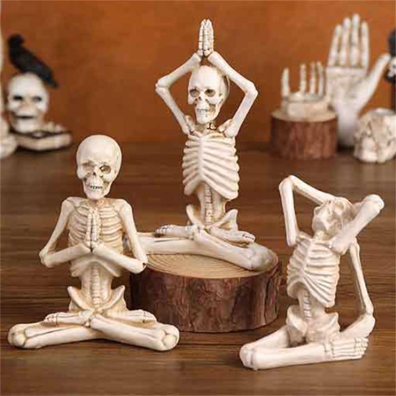 Unique Halloween Skull Yoga Figure Exquisite Resin Craft Ideal Gift For Loved Ones