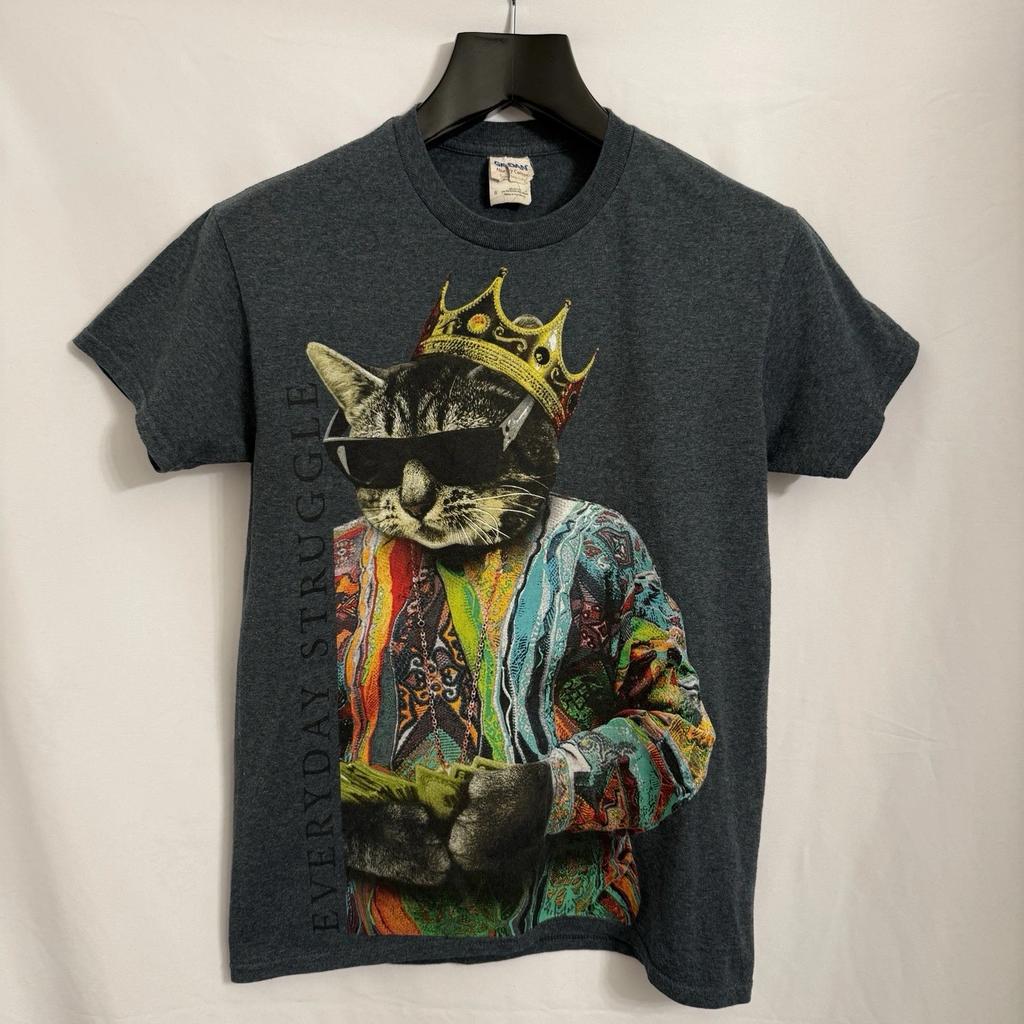 Gildan Everyday Struggle King Cat Biggie Smalls Retro Gray 100% Cotton T-shirt Mens Tees Top Tee