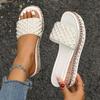 Thick-soled Slippers Women's Summer New Flat-bottomed Lazy Word Pearl Wind Outdoor Casual Cool Slippers