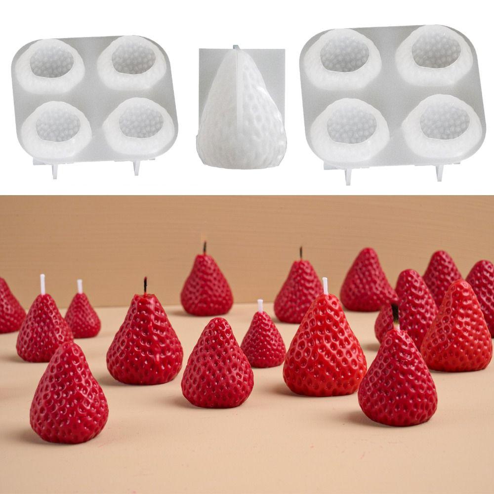 Reusable Aromatherapy Candle Mold Strawberry Shape Gypsum Resin Casting Molds Wedding Anniversary
