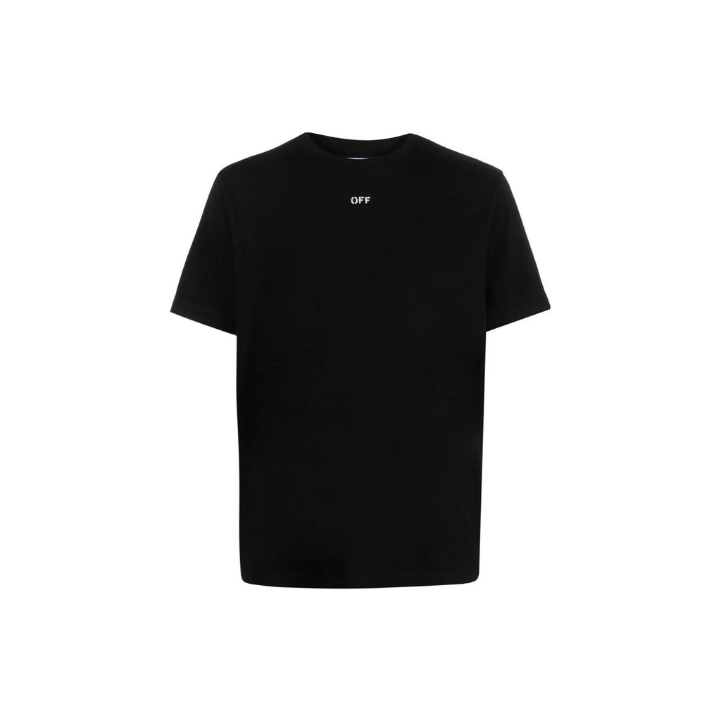 Off-White FW23 Crew Neck Printed Short Sleeve T-Shirt Regular Fit Men Tops Black OMAA027F23JER0021001