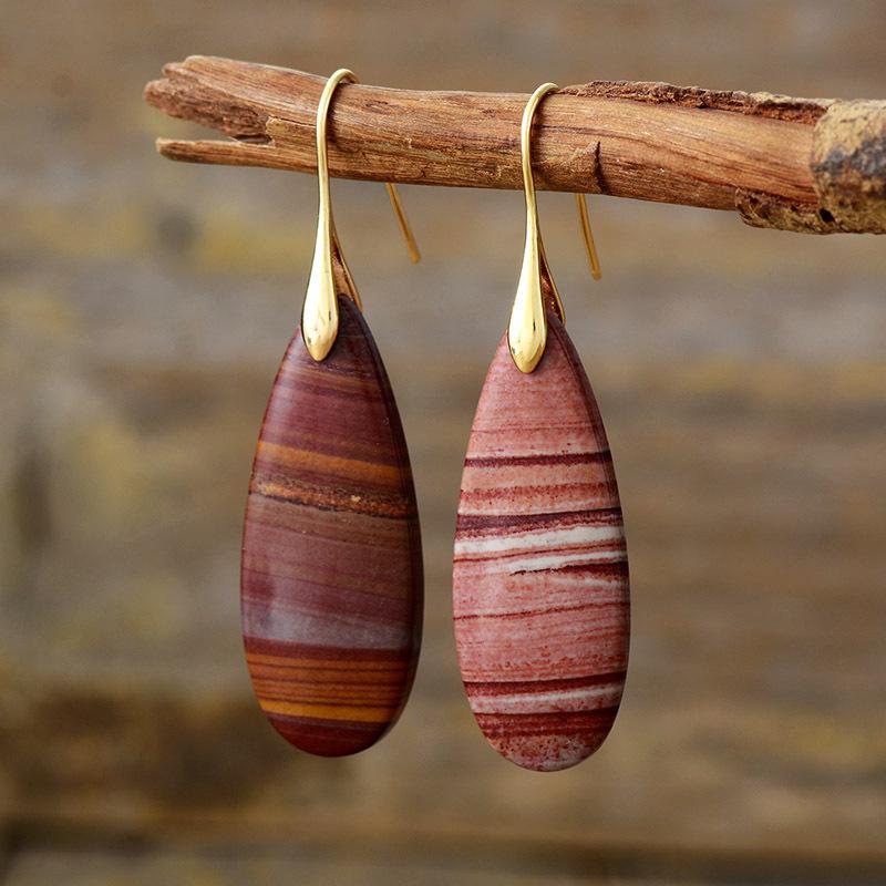 Ethnic style natural stone water drop earrings earrings light luxury jewelry earrings