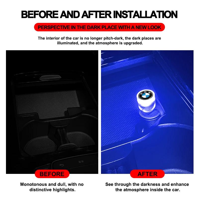 1 pièce USB Lumière LED de Voiture Auto Lumière d'Ambiance Intérieure Emblème de Voiture Pour Bmw M3 M4 M5 M6 F20 F30 G20 F31 F11 X3 F25 X4 I3 Série 1 3 5