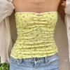 Floral Lace Splicing Pleated Slim Tube Top Girl Thin Inner Top
