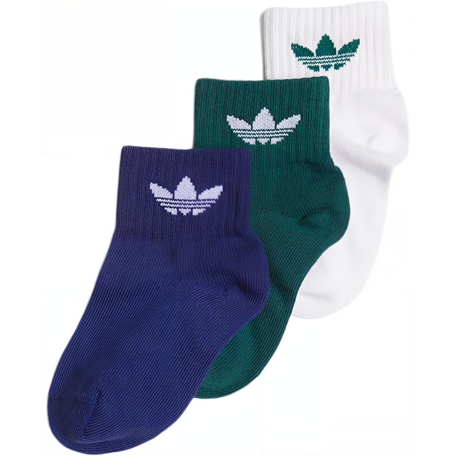 Adidas Originals Baby Socks 3 Pack White/Night Sky Purple/Forest Green Kids  H32444 S