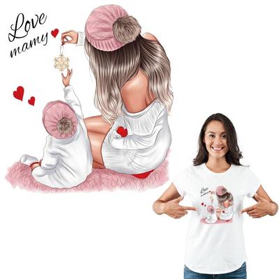 Transferências de ferro para roupas Love Mamy Adesivos de roupas Listras Jeans da moda DIY Acessório Adesivo Aplicação de prensa térmica Patch