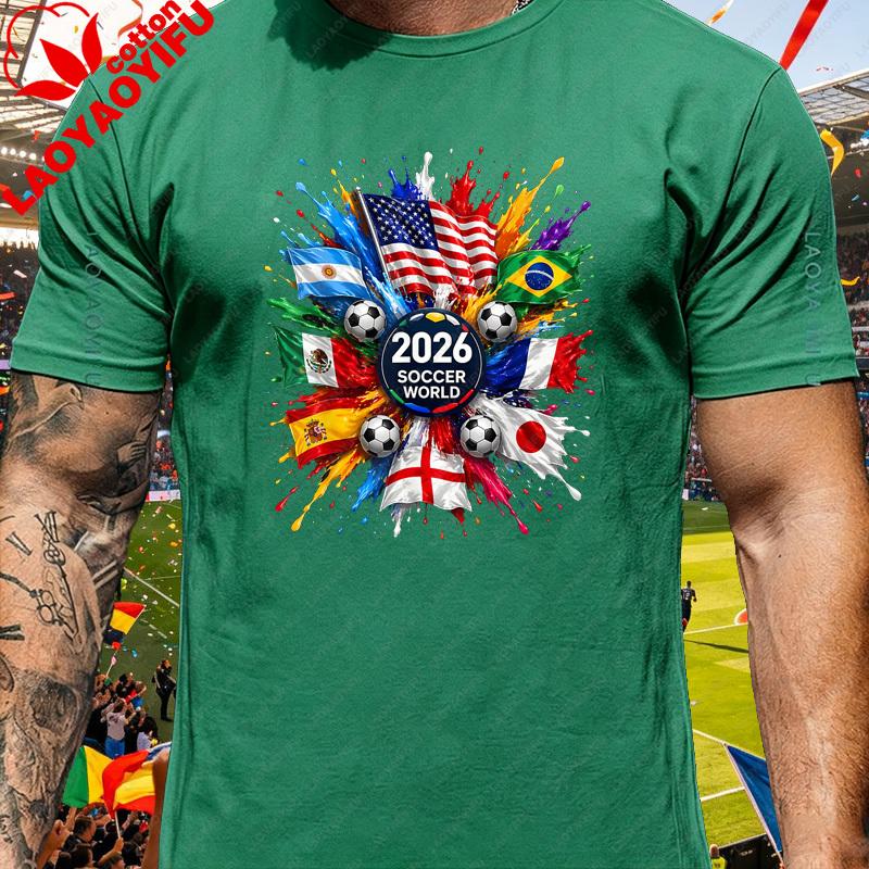 Usa Patriotic Country Flag Soccer T Shirt Unisex Vintage Burst Art Football Supporter Fan Casual Daily Trendy Streetwear Top