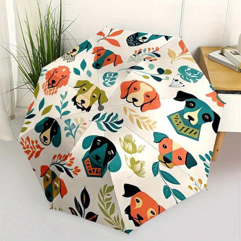 1pc Dogs Floral Automatic Open/Close Umbrella with One Touch Button,, Windproof Design   Lightweight Portable Umbrella for Women & Men6053