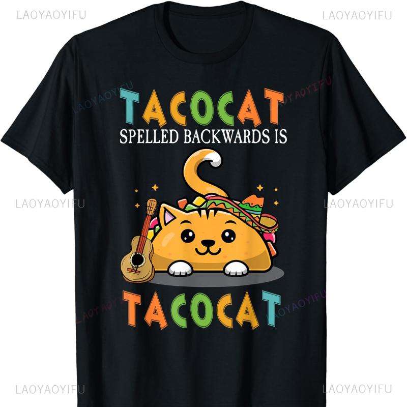 Tacocat Spelled Backward Is Tacocat Tee Love Cat and Taco TShirt Harajuku Clothes Shirts for Gothic Comfortable Top unisex