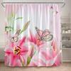Floral Butterflies Shower Curtains Pink Blue Rustic Flowers Butterfly Plant Polyester Fabric Home Bathroom Curtain Bathtub Decor