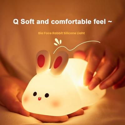 Veilleuse Silicone grand visage lapin robinet USB Rechargeable avec minuterie réglable doux protection des yeux LED veilleuse