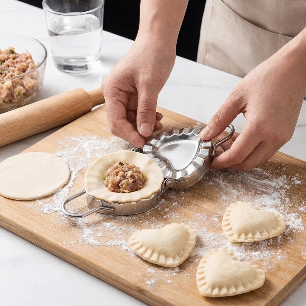 Folding Heart Shaped Dumpling Maker Stainless Steel Manual Ravioli Wrapper Pierogi