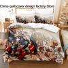 Bed linen 3Pcs Gurren Lagann Anime Bedding Set 3D Print Kamina Mecha Duvet Cover Pillowcases for Teens Fans Room Decor Gift