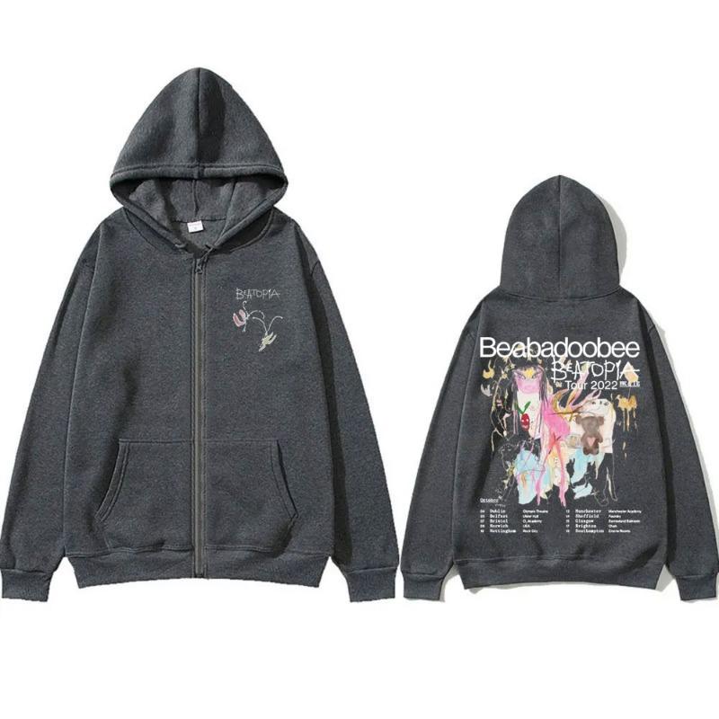Beabadoobee Beatopia Tour Reißverschluss Hoodie Herren Damen Modetrend Reißverschluss Jacke Herren Freizeit Fleece Übergroß Reißverschluss Sweatshirts
