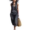 Women's Fashion Sleeveless Loose Minimalist Cotton-Linen Casual Two-Piece Set