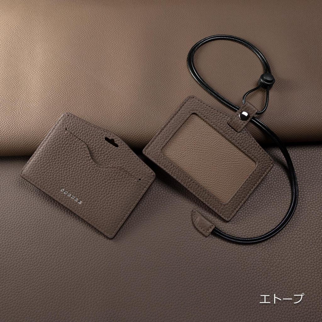 [COGURE] Cogure Genuine Leather ID Card Holder ID Card Case Pass Case Shrink Calf Leather Unisex High-Quality Handmade Gift Box Included Horizontal Et