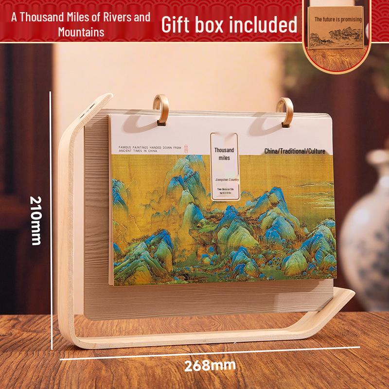 Luxus Holz Schreibtischkalender Geschenkset: Anpassbares Jahr des Pferdes 2026 mit Logo für Kunden