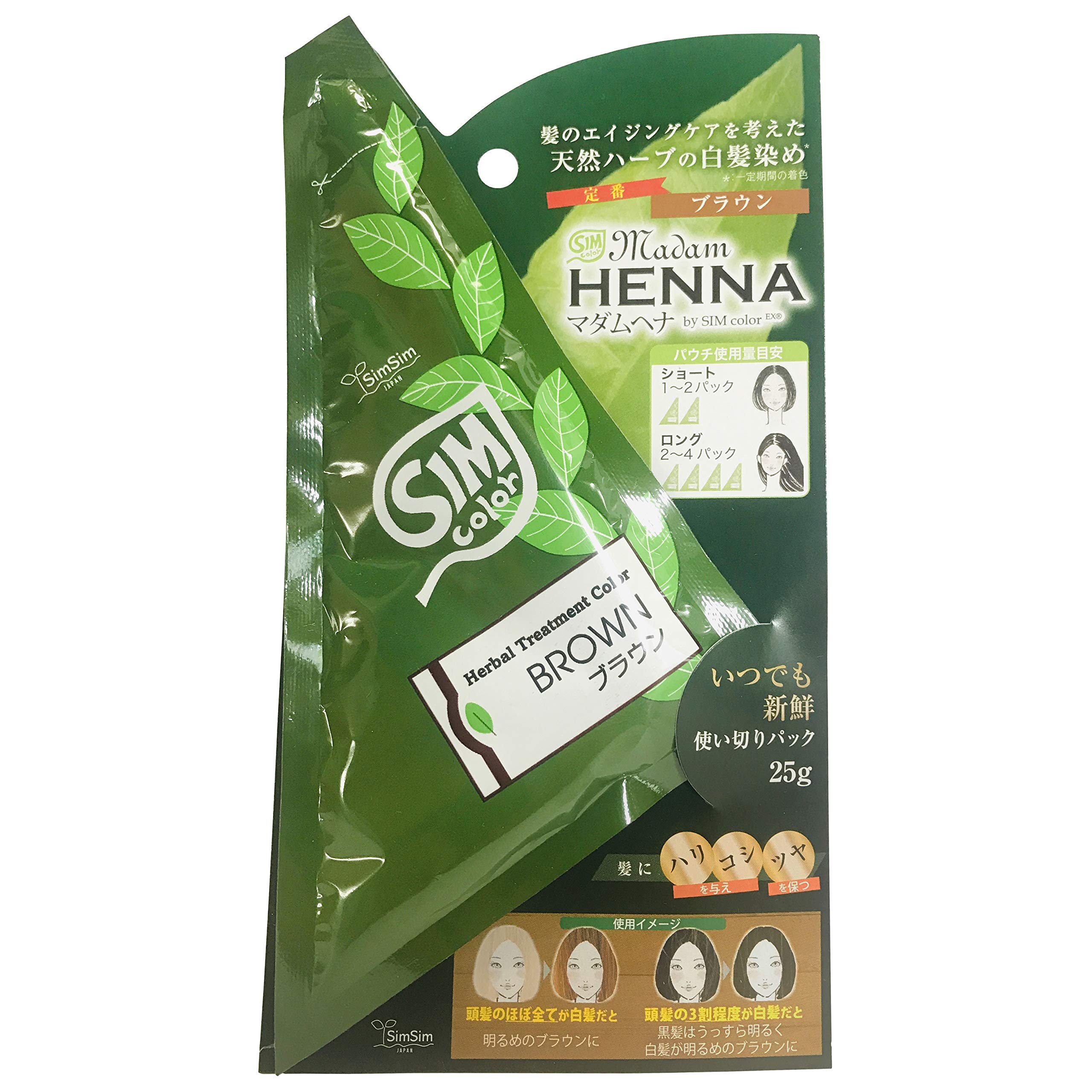 

SimSim Japan Madame Henna 1 Gray Hair 25g pack, Dye, Brown,