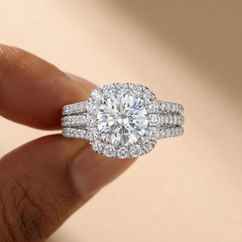 Sterling Silver Trendy Women Rings with Brilliant Cubic Zirconia Luxury Engagement Rings Fashion Wedding Party Jewelry Gift
