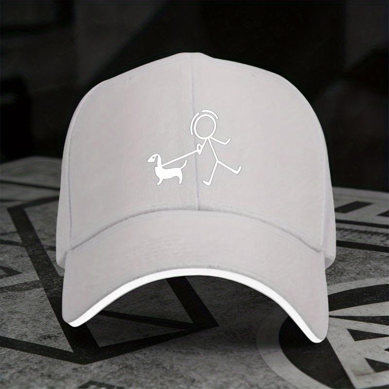 Dog Walking Stick Figure Dachshund Baseball Cap Polyester Adjustable Casual Summer Streetwear Unisex Cap