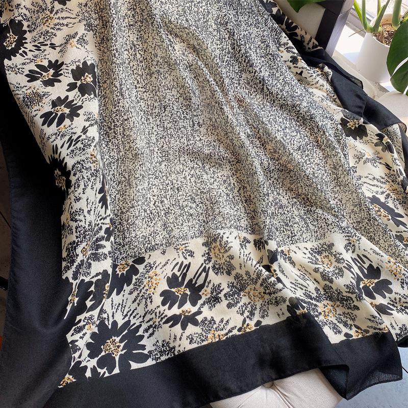 Versatile Cotton Linen Check Print Sun Protection Travel Shawl Scarf - Large 130 Square