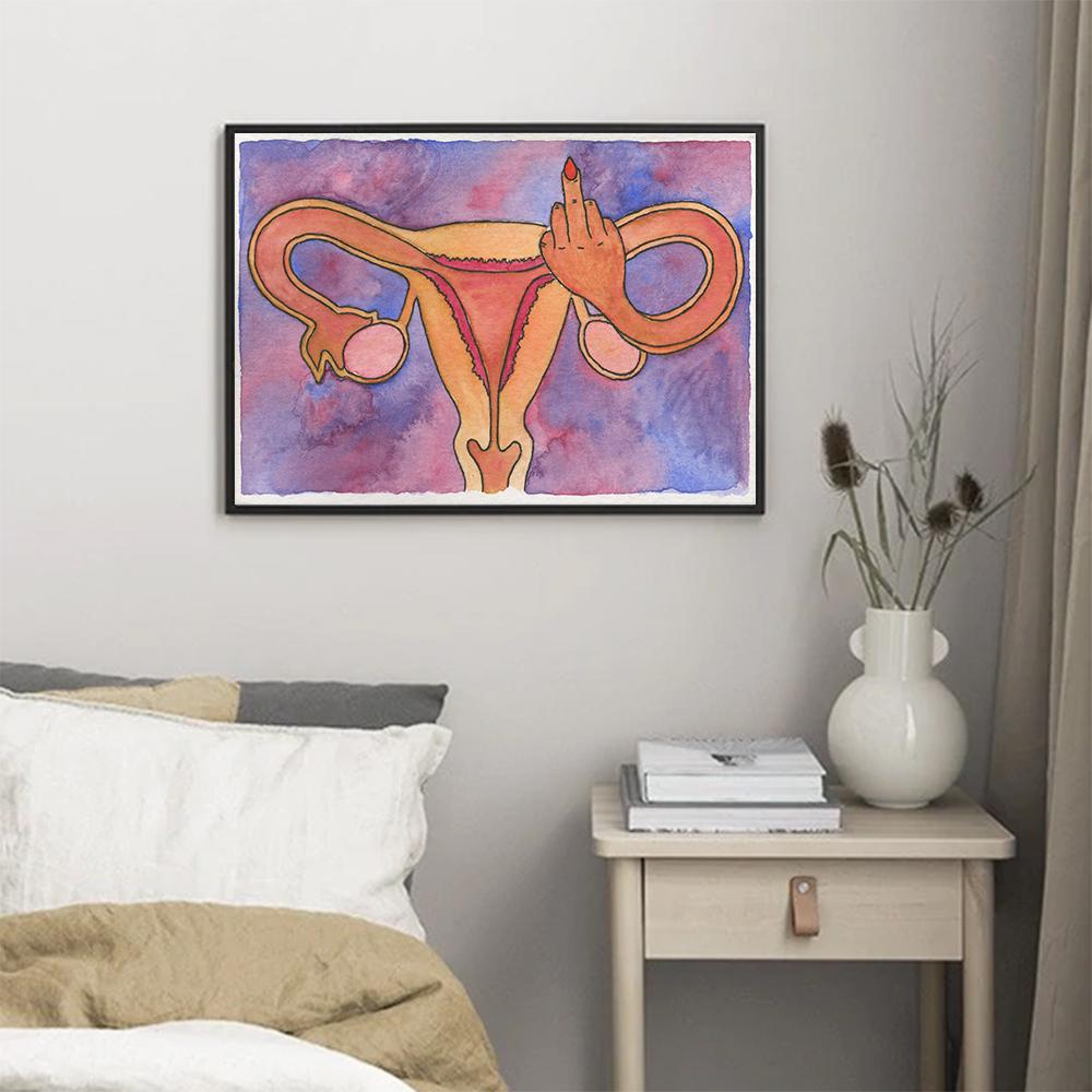 Feminist Girl Ovary Art Uterus Reproductive Sign Poster Ptint Pink Abstract Educate Canvas Painitng Living Mural Room Home Decor