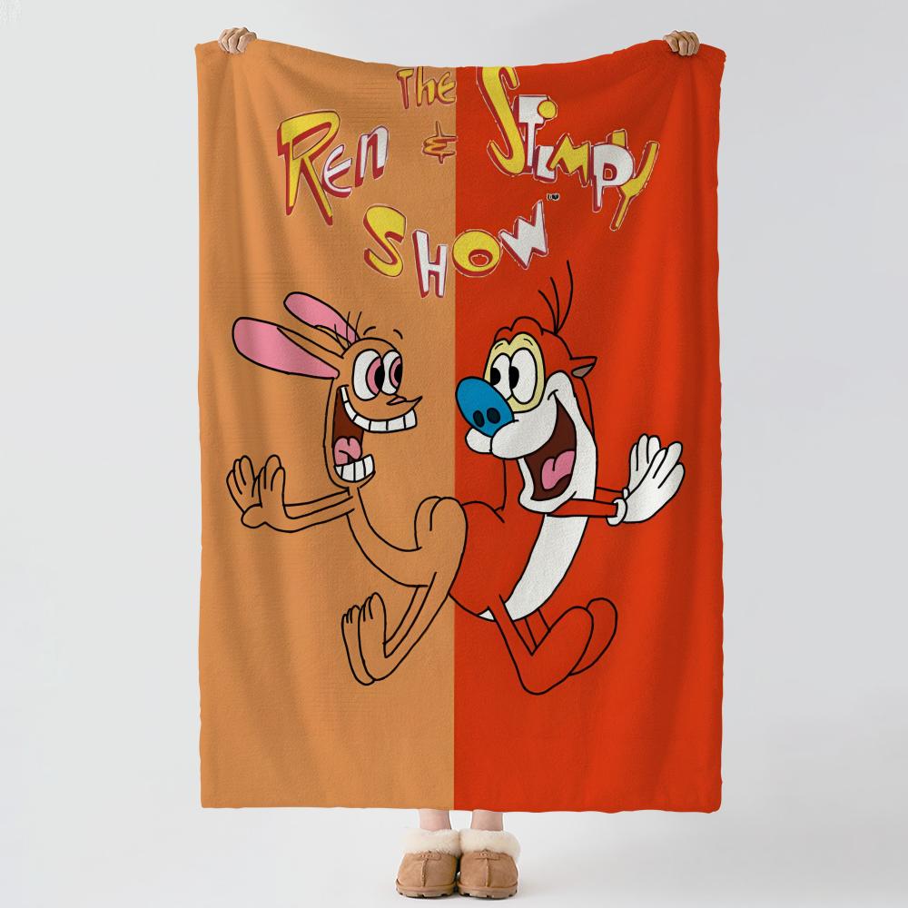 TThe RRen Stimpy Show Throw Soft Warm Flannel Blanket Multiuse Throw for Bed Sofa Office Air Conditioning Nap Blanket