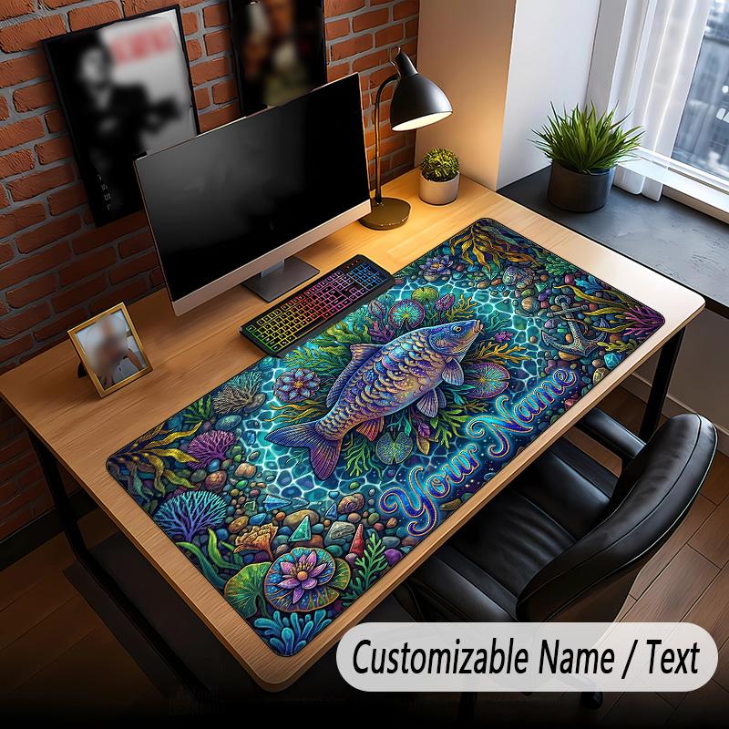 Fish Ocean Theme Custom Mouse Pad Personalized With Name Text Customized Desk Mat For Office Home Decor