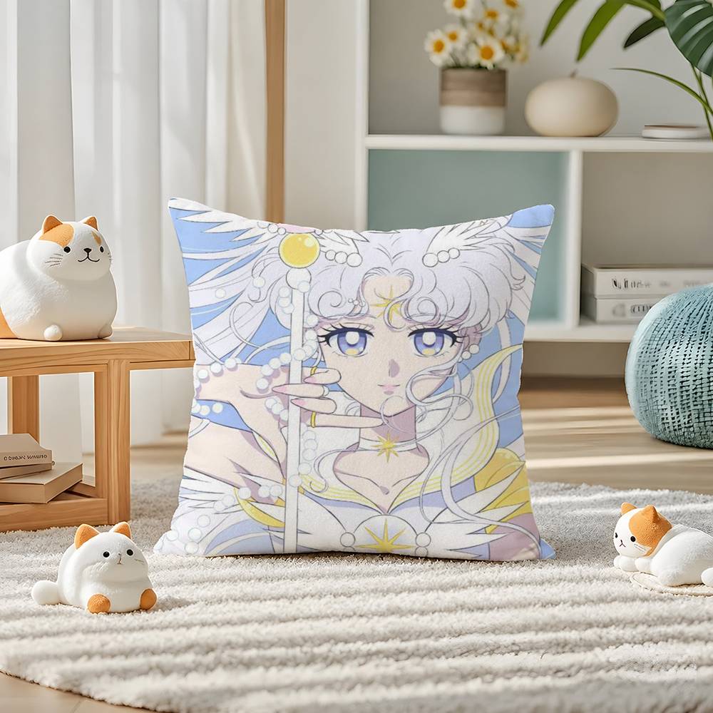 Sailor Moon Sailor Neptune Anime Plush Pillow Cover Soft Short Plush Cushion Cover For Sofa Bedroom Home Decor Gift Decoration