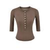 Crew Neck Medium Sleeve T-shirt Women's Summer New American Spice Girl Style Breasted Slim Fit Basic Bottoming Shirt Top