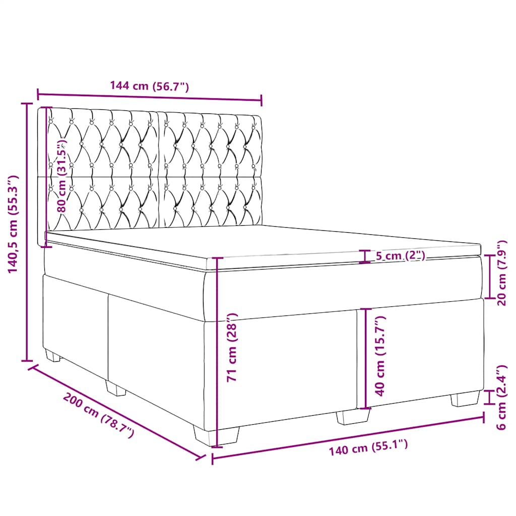 Box Spring Bed with Mattress Dark Green 140 x 200 cm Velvet
