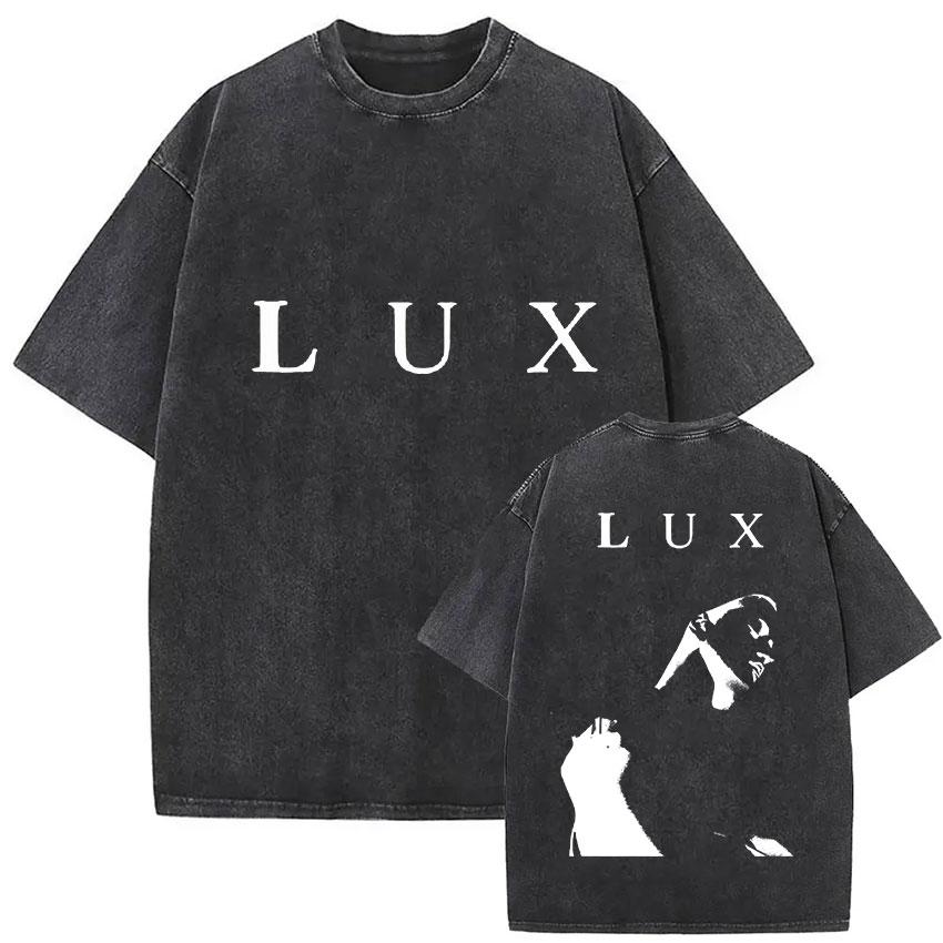Rapper Rosalia Lux Tour Vintage-Waschungen T-Shirts Herren Damen Hip Hop Popmusik Mode Kurzarm-T-Shirt Gothic Streetwear