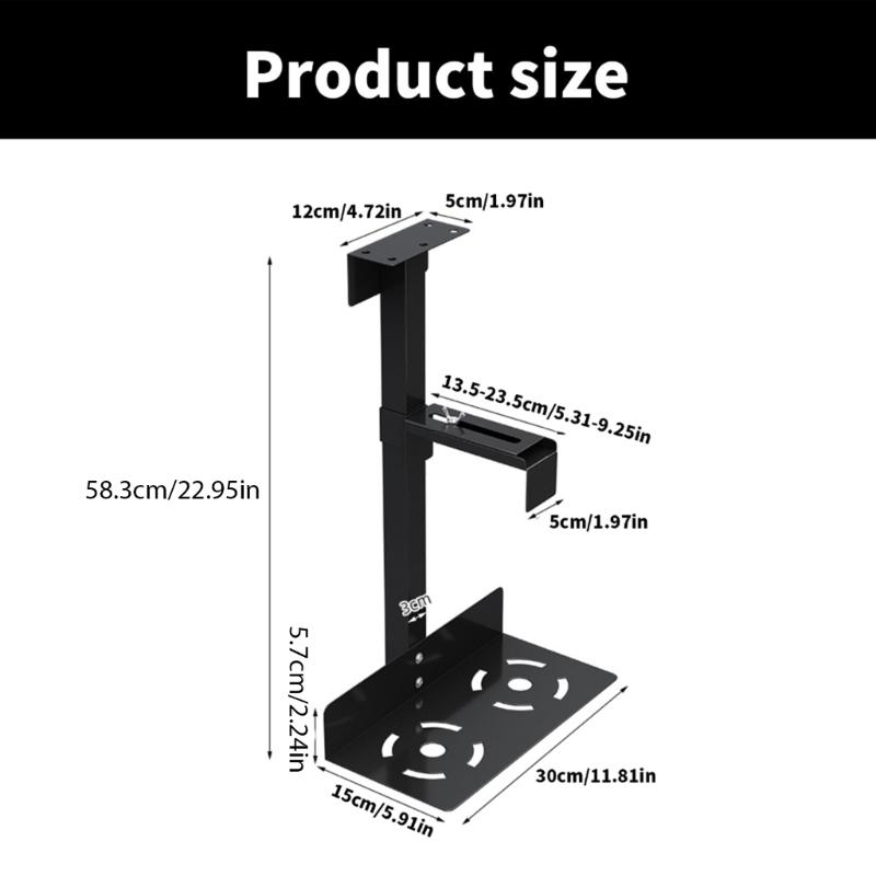 PC Case Holder Adjustable Metal Under Desk CPU Holder Bracket For Home Office And Gaming Setups Enhances Legroom