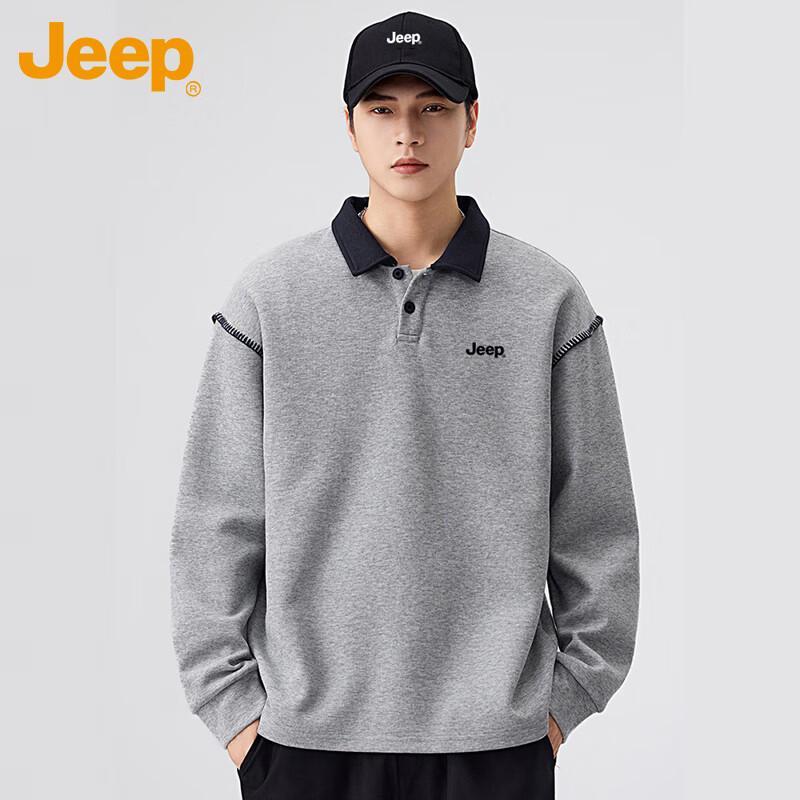 Jeep Men's Autumn/Winter Loose Fit Polo Collar Sweatshirt