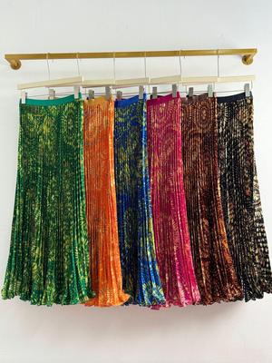 Classic A-line Mid-length Pleated Skirt with Versatile Print for Women