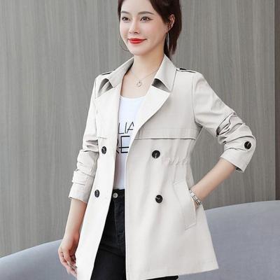Spring Autumn Trench Coat  Windbreaker Women's  Korean Short Ladies Solid Coat  Double Bbreasted Outwear Plus Size