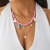 Holiday Wind Ceramic Small Fish Starfish Shell Necklace, Creative Love Woven Rope Collarbone Necklace