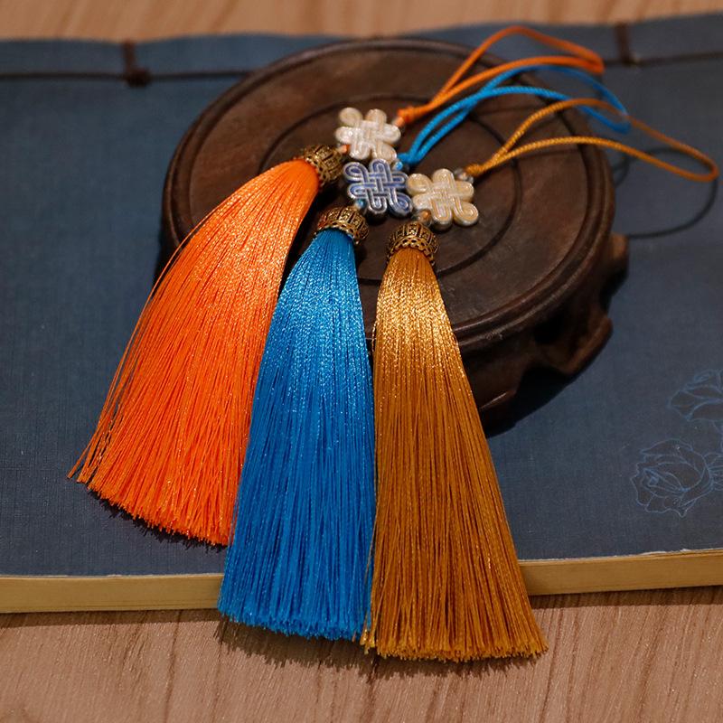 Tassel Suit Metal Crown Cap Cloisonne Chinese Knot Spike Jewelry Accessories Bookmark Small Fringe Pendant