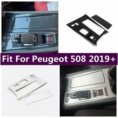 Center Console Gear Shift Box Panel Cover Decorative Trim For Peugeot 508  -  ABS Carbon Fiber Matte Car Accessories