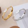 Elegant Mother-of-Pearl Rhinestone Titanium Bracelet - Fashionable, Versatile, Colorfast Stainless Steel Jewelry