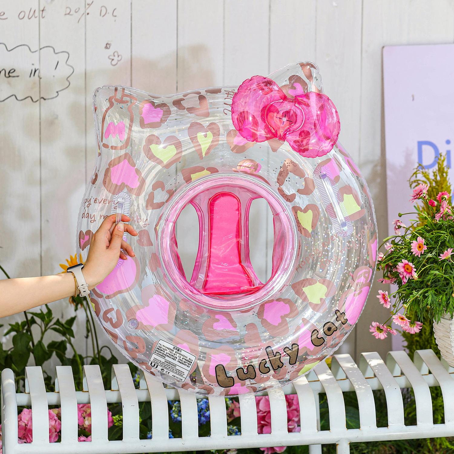 BEPAN Swimming Circle Transparent Swimming Circle Cartoon Cat Swimming Circle Children s Seat Ring Lifeguard Ring