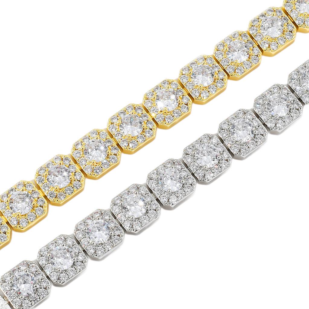 European & American Hip Hop 13MM Rock Candy Chain Zirconia Necklace - Luxury Fashion Jewelry
