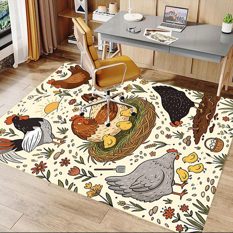 1PC farm chickens Non-Slip Floor carpet, Office, family, bedroom, Studio - Large Area Rug, Vibrant Colors, Longlasting Material-X445
