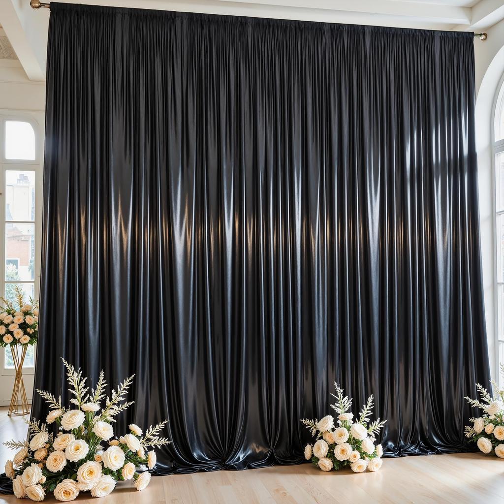 1 Stück Gold Satin Hintergrundvorhang Faltenfrei Glitzernde Vorhänge für Hintergründe, Kulisse für Hochzeit Baby Geburtstage Party