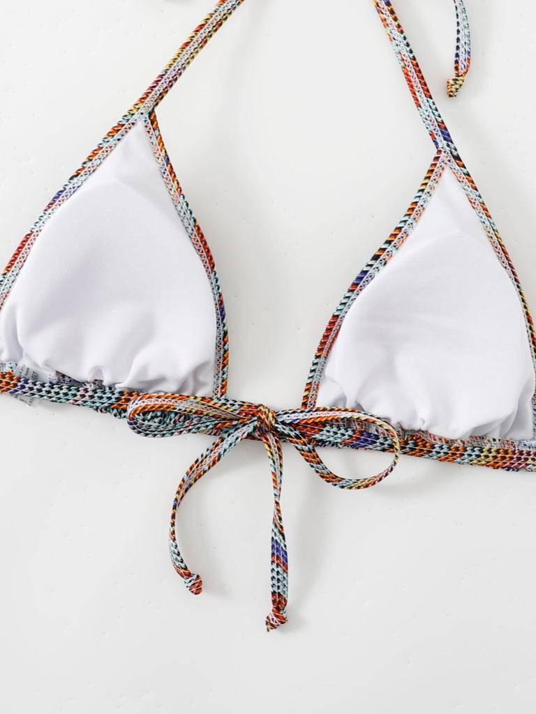 2023 Hollow Striped Print European & American Sexy Bikini Two-Piece Swimsuit