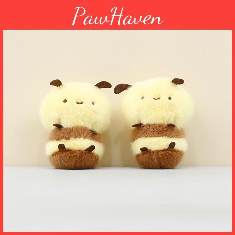 Plush Bee Cartoon Keychain Pendant Short Animal Toy Bag Decoration Children