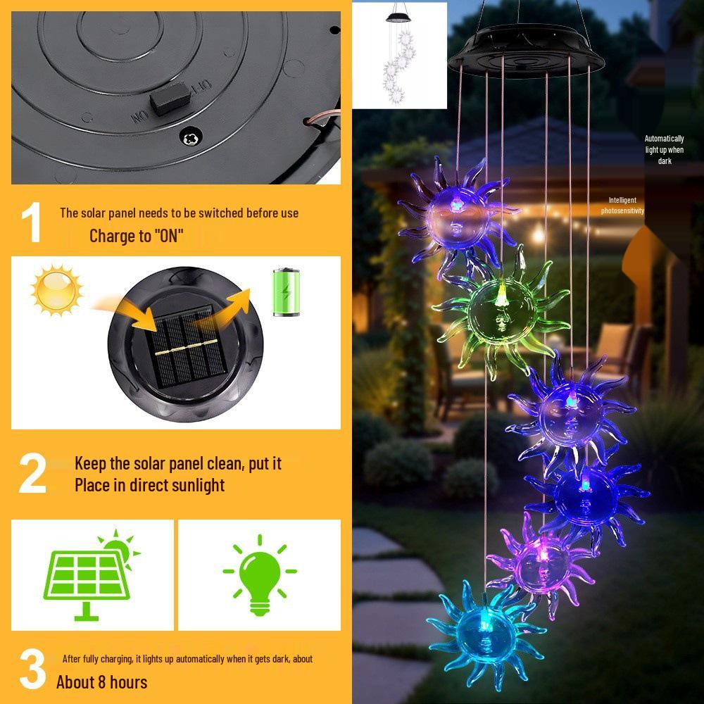 Solar-LED Kolibri Windspiel: Siebenfarbiger Gradient Dekoratives Außenlicht