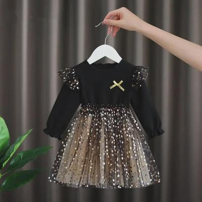 2025 Autunno Nuovo Stile Coreano Abito da Principessa in Rete per Bambina