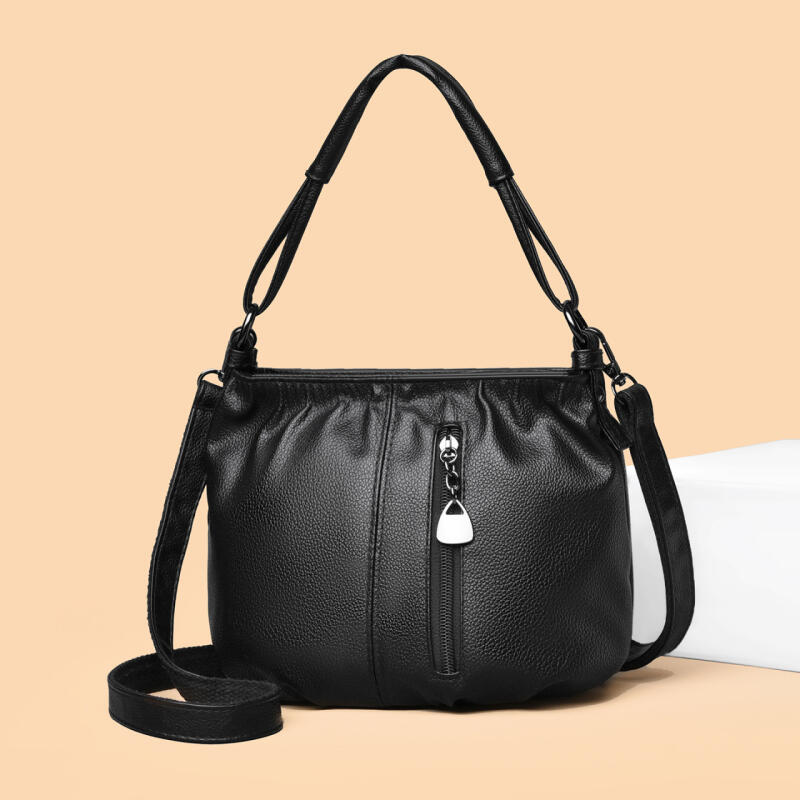 Borsa a Spalla Morbida in PU con Chiusura a Zip Frontale e Tracolla Regolabile Elegante Borsa Tote Quotidiana da Donna