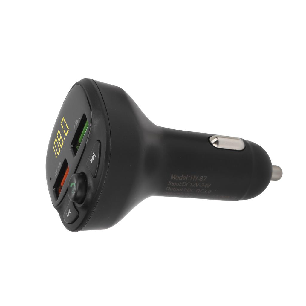 Car Dual USB FM Transmitter Bluetooth5.0 QC3.0 LED Display Wireless Handsfree Voice Reminder 12‑24V